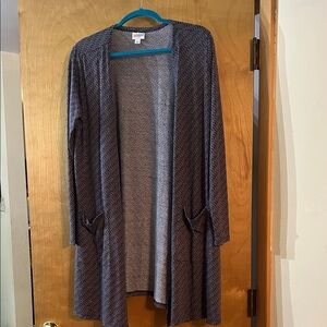 LuLaRoe Caroline Cardigan Size Large Like New Black with Dots